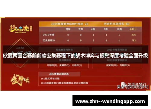 欧冠两回合赛前前瞻密集赛程下的战术博弈与板凳深度考验全面升级 欧冠两回合赛前前瞻密集赛程下的战术博弈与板凳深度考验全面升级